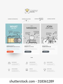 Web Site Design Template Navigation Elements: Home Page Of Website With Personal Company Concept Logo And Icons