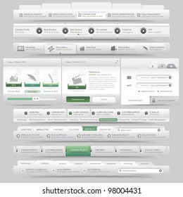 Web site design template navigation elements with icons set