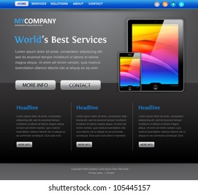 web site design template with tablet computer icons