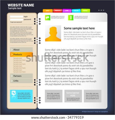 Web site design template, vector.