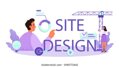 Web site design typographic header. Presenting content