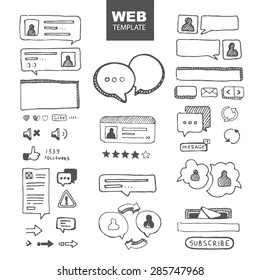 Web Site Ellements Sketch. Web Chat Dialogs Menu