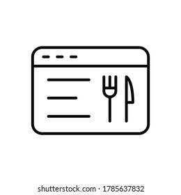 Sitio Web, tenedor, icono de cuchillo. Línea simple, contorno vectorial elementos de los iconos públicos de restauración para ui y ux, sitio web o aplicación móvil