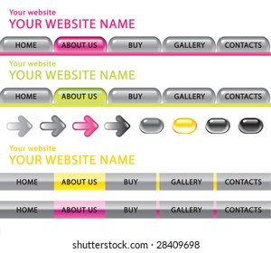 Web site glossy template, vector