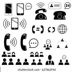 Web site icons set. Contact us. multimedia and communication. Set of universal icons for web, mobile, smartphone. Vector isolated