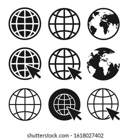 Web site icons set. Globe icon symbol set. Vector