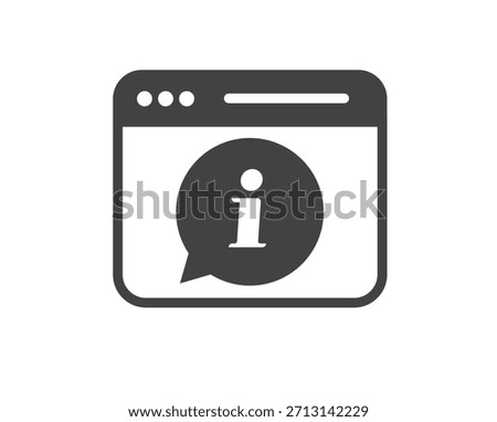 Web site information help support faq icon simple black white graphic pictogram, website webpage info hint reference internet guide, manual tutorial virtual online sign symbol notice