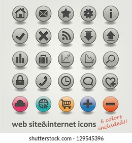 WEB SITE & INTERNET ICONS. 6 COLORS INCLUDED. SPECIAL DEAL. DOWNLOAD NOW. VECTOR. EDITABLE. MORE THAN 24 ICONS