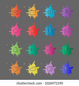 Web Site Internet Icons. Line icons on a background of blots of paint. Stencil Icons