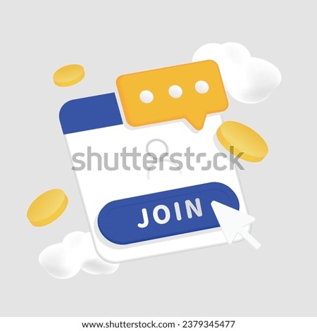 web site internet join clik 3D vector illustration