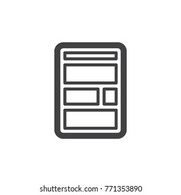 Web site layout line icon, outline vector sign, linear style pictogram isolated on white. Symbol, logo illustration. Thick line design. Pixel perfect vector graphics