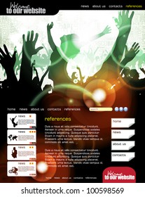 Web site layout with music event subject