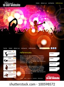 Web site layout with music event subject