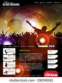 Web site layout with music event subject