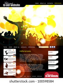 Web site layout with music event subject