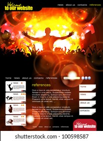 Web site layout with music event subject