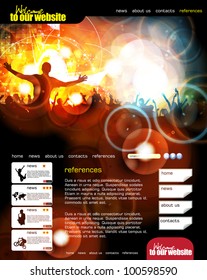 Web site layout with music event subject