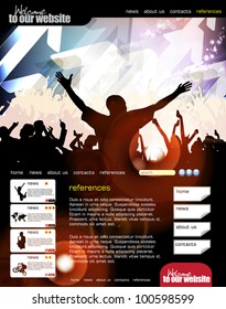 Web site layout with music event subject