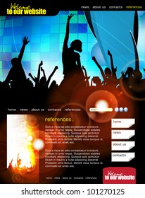 Web site layout with music event subject