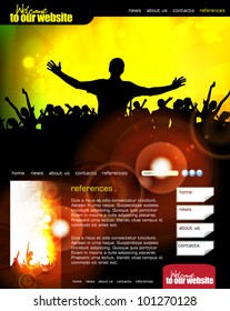 Web site layout with music event subject