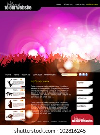 Web site layout with music event background