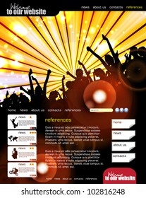 Web site layout with music event background
