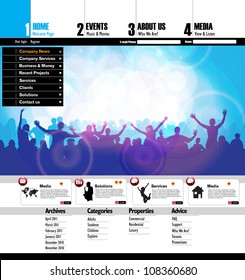 Web site layout with music event subject
