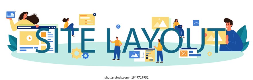 Web site layout typographic header. Web development, mobile app
