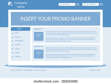 Web site light blue template layout with text