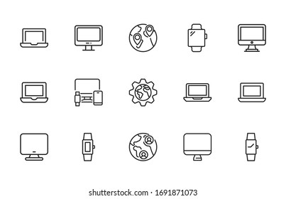 web site line icons set. Stroke vector elements for trendy design. Simple pictograms for mobile concept and web apps. Vector line icons isolated on a white background. 