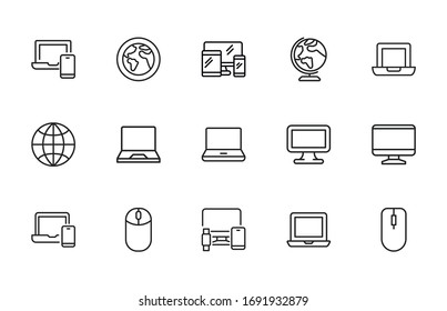 web site line icons set. Stroke vector elements for trendy design. Simple pictograms for mobile concept and web apps. Vector line icons isolated on a white background. 