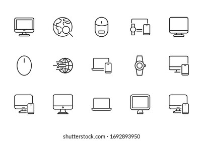 web site line icons set. Stroke vector elements for trendy design. Simple pictograms for mobile concept and web apps. Vector line icons isolated on a white background. 