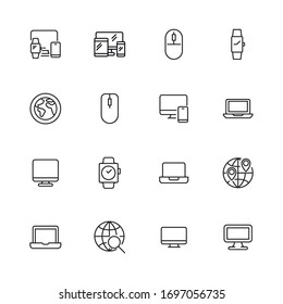 web site line icons set. Stroke vector elements for trendy design. Simple pictograms for mobile concept and web apps. Vector line icons isolated on a white background. 