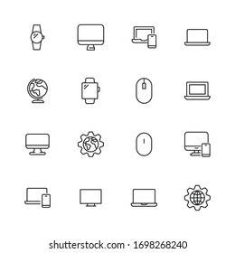 Web-Site-Line-Symbole gesetzt. Schlagt Vektorillustrationen für trendiges Design. Einfache Piktogramme für mobile Konzepte und Web-Apps. Vektorillustration-Zeilensymbole einzeln auf weißem Hintergrund. 