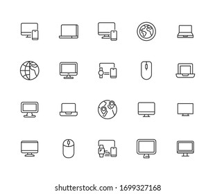 ensemble d'icônes de ligne de site web. Contourner des éléments vectoriels pour une conception branchée. Des pictogrammes simples pour les concepts mobiles et les applications web. Icônes vectorielles en ligne isolées sur fond blanc. 