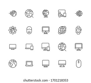 web site line icons set. Stroke vector elements for trendy design. Simple pictograms for mobile concept and web apps. Vector line icons isolated on a white background. 