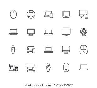 web site line icons set. Stroke vector elements for trendy design. Simple pictograms for mobile concept and web apps. Vector line icons isolated on a white background. 