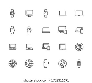 ensemble d'icônes de ligne de site web. Contourner des éléments vectoriels pour une conception branchée. Des pictogrammes simples pour les concepts mobiles et les applications web. Icônes vectorielles en ligne isolées sur fond blanc. 
