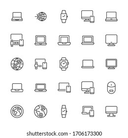 web site line icons set. Stroke vector elements for trendy design. Simple pictograms for mobile concept and web apps. Vector line icons isolated on a white background. 