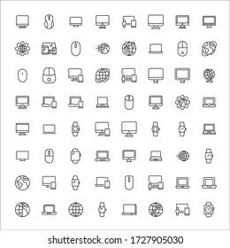 Web Site line Icons set. Stroke Vektorelemente für trendy Design. Einfache Piktogramme für mobile Konzepte und Web-Apps. Auf einem weißen Hintergrund isolierte Vector-Linien-Symbole. 