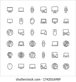 Web Site line Icons set. Stroke Vektorelemente für trendy Design. Einfache Piktogramme für mobile Konzepte und Web-Apps. Auf einem weißen Hintergrund isolierte Vector-Linien-Symbole. 