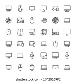 web site line icons set. Stroke vector elements for trendy design. Simple pictograms for mobile concept and web apps. Vector line icons isolated on a white background. 