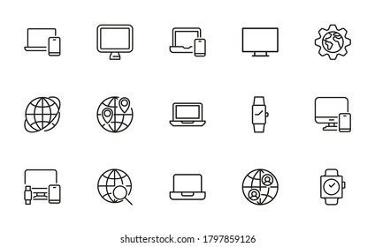 Web site line icons set. Stroke vector elements for trendy design. Simple pictograms for mobile concept and web apps. Vector line icons isolated on a white background.