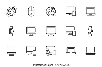 Web site line icons set. Stroke vector elements for trendy design. Simple pictograms for mobile concept and web apps. Vector line icons isolated on a white background.