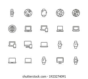 Web site line icons set. Stroke vector elements for trendy design. Simple pictograms for mobile concept and web apps. Vector line icons isolated on a white background.