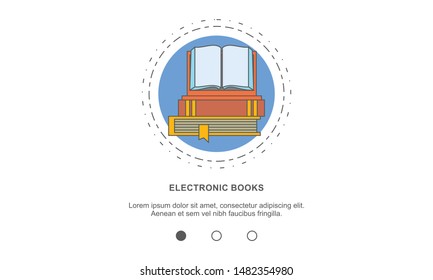Web site linear art onboarding screen template. Online education. Menu banners for website and mobile app development. Modern design flat illustration.