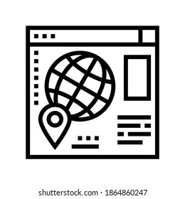 web site map location line icon vector. web site map location sign. isolated contour symbol black illustration