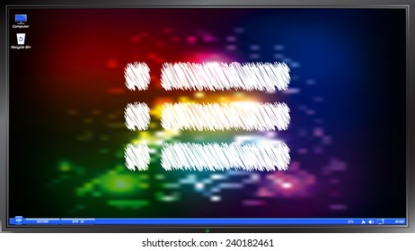 Web site menu icon on the screen monitor. Scribble and hatching style. Made vector illustration