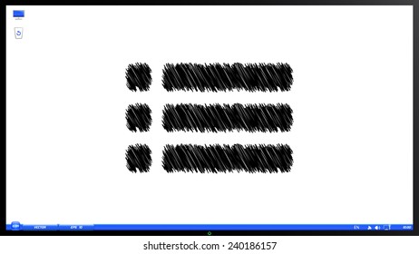 Web site menu icon on the screen monitor. Scribble and hatching style. Made vector illustration