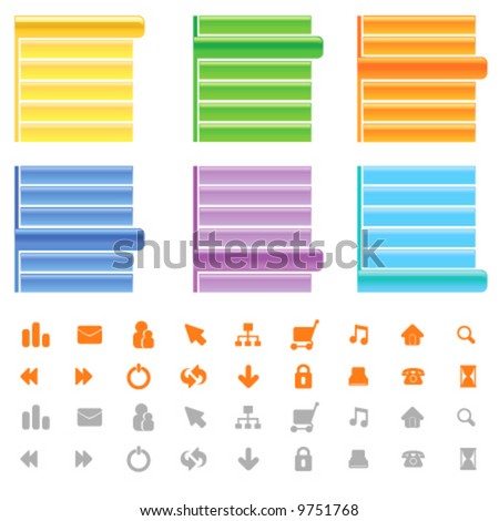 web site menu and icon set